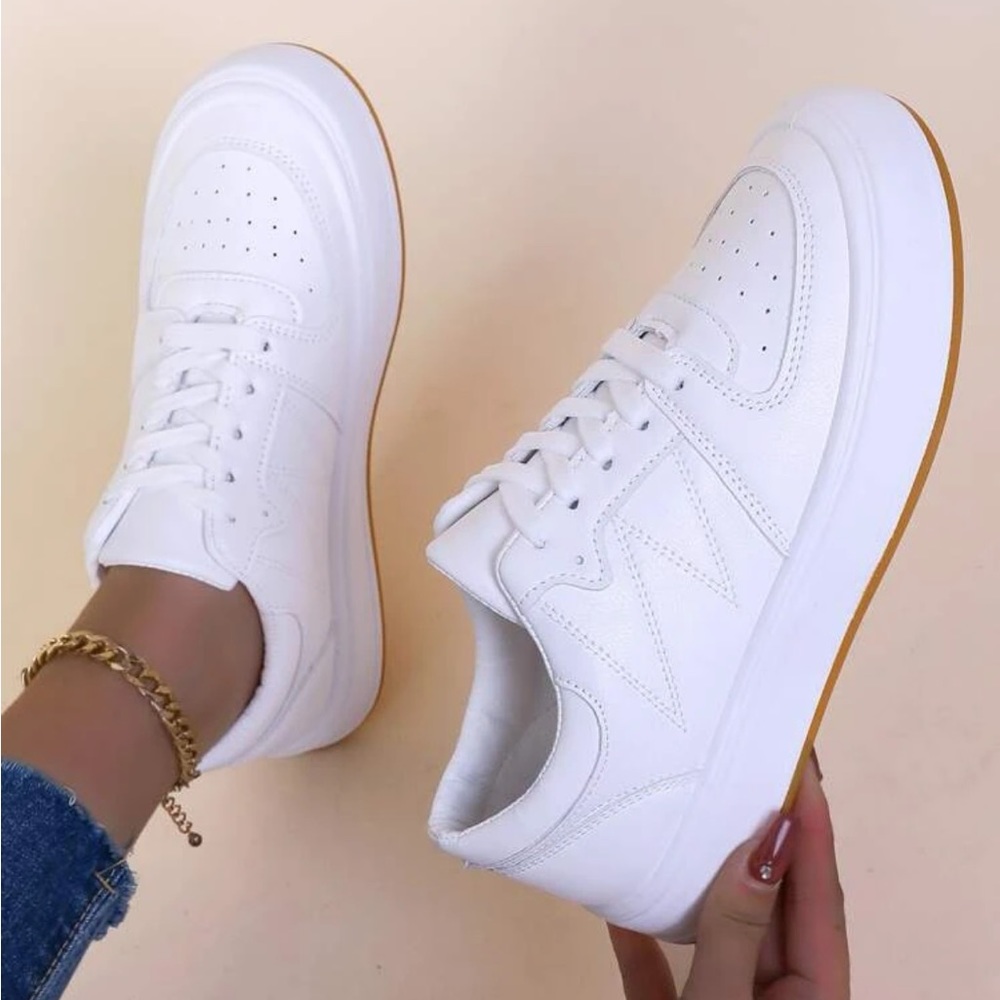 Women Casual Lace Front Perforated Design Shoes